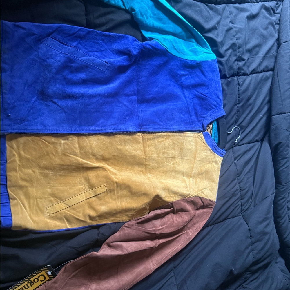 Colorblock Jacket with Blue, Yellow, and Brown